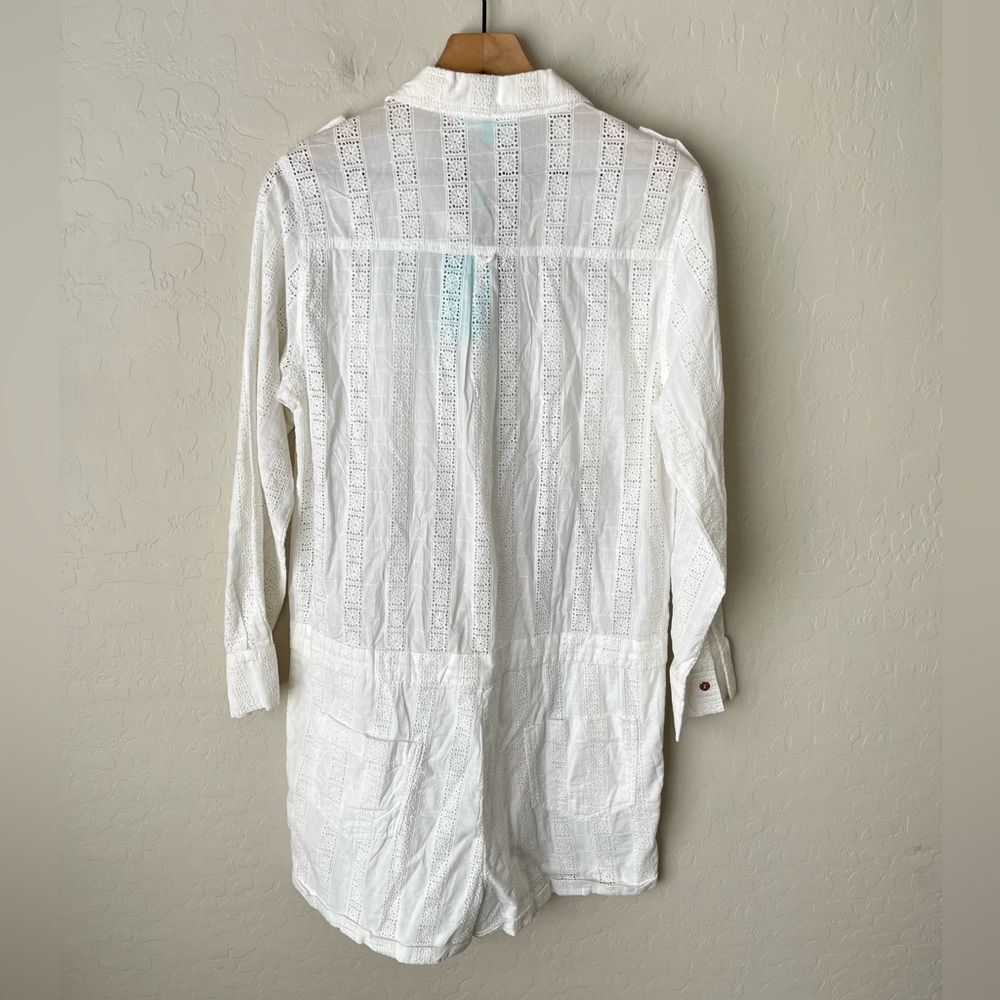 Melissa Odabash Honour Lace Beach Long Sleeve Romper Size Large White NWT NEW - Picture 4 of 9